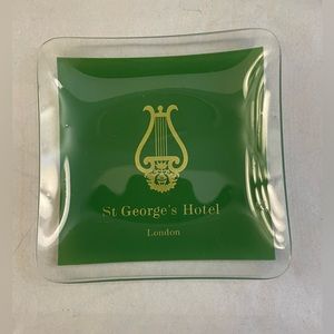 Vintage glass ashtray or trinket tray St George's Hotel London.